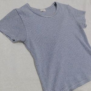 Brandy Melville Blue and White Striped Crop Top